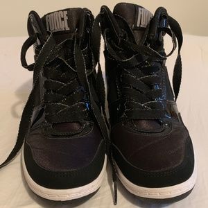 Black-on-black NIKE AIR FORCE wedge sneakers